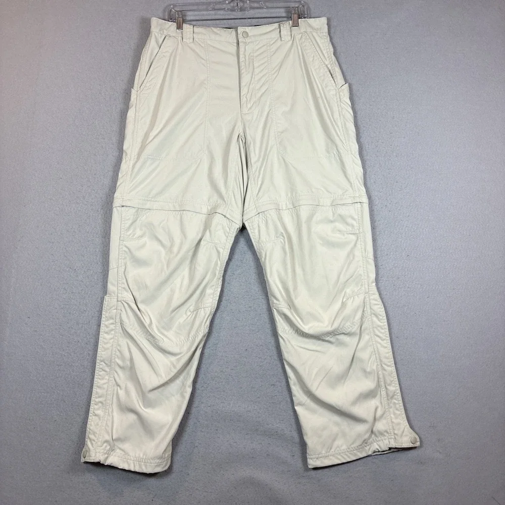 VTG LL Bean Convertible Cargo Pants Men Large Beige Pocket Outdoor Hiking